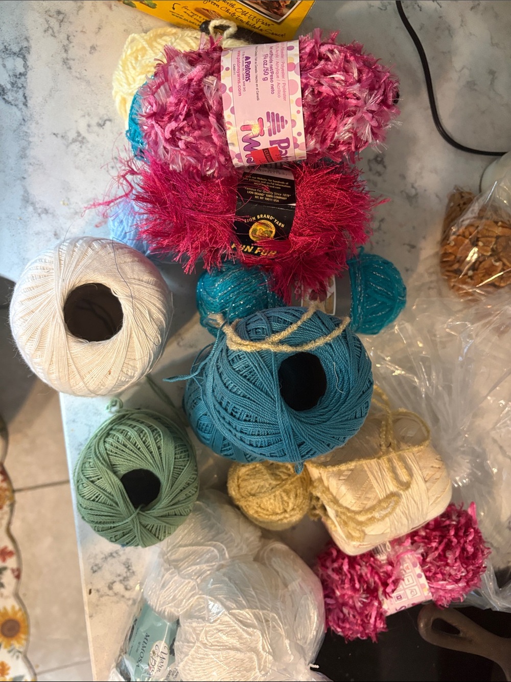 Assorted Pink, Teal and White Craft Yarn Pack